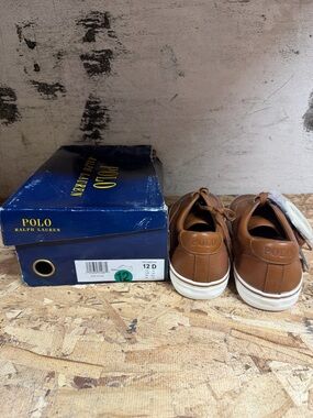 Polo by Ralph Lauren Men’s Tan/Brown Leather Slip-On Sneakers